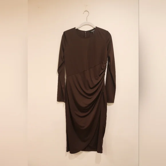 Lauren Ralph Lauren Women's Stretch Jersey Long-Sleeve Dress, Size 6 - Picture 4 of 15